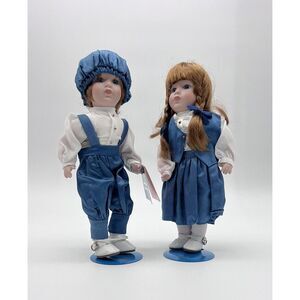 Marian Yu Designs MYD Twin Porcelain Dolls Boy and Girl Dolls 10.5" Rare VTG COA